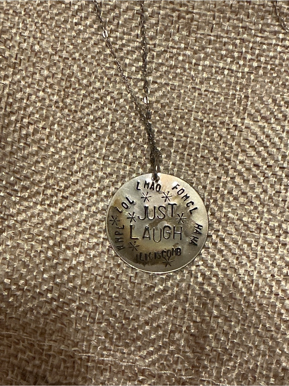 Just Laugh Silver Pendant Necklace - Inspirational